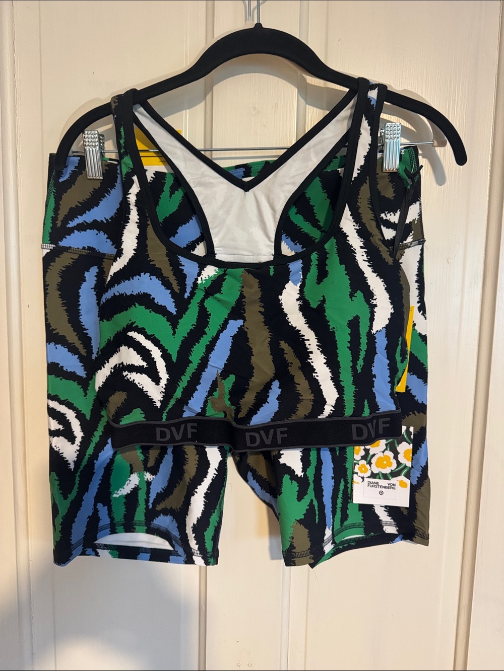 Diane Von Furstenberg Multicolor Athletic set- Green, Blue, Black, White